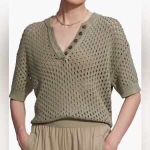Varley Eaton Mesh Henley sweater seagrass size M